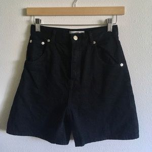 Pull&bear high rise black jeans shorts